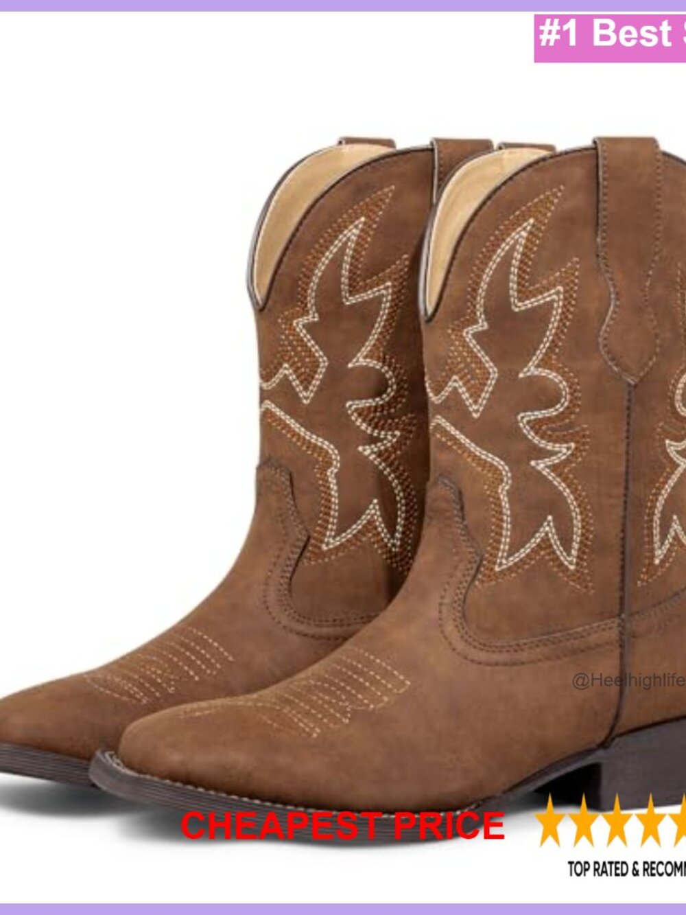 Women's Short Western Cowboy Boots Square Toe Embroidered Pull On Booties